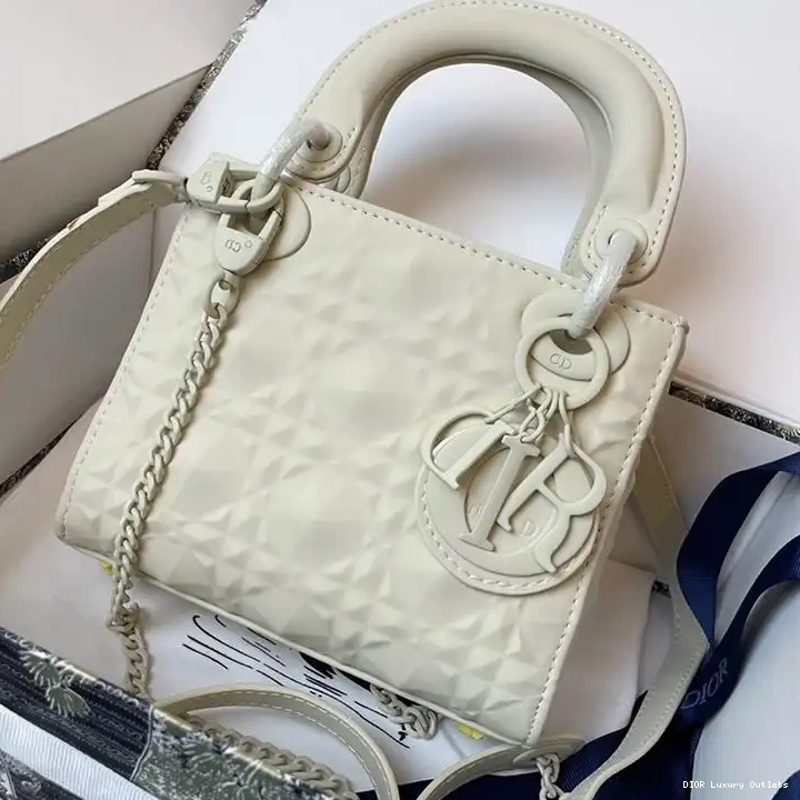 Bag White Ultramatte Frosted Calfskin Dior Cannage Lady Mini 0623 Luxury